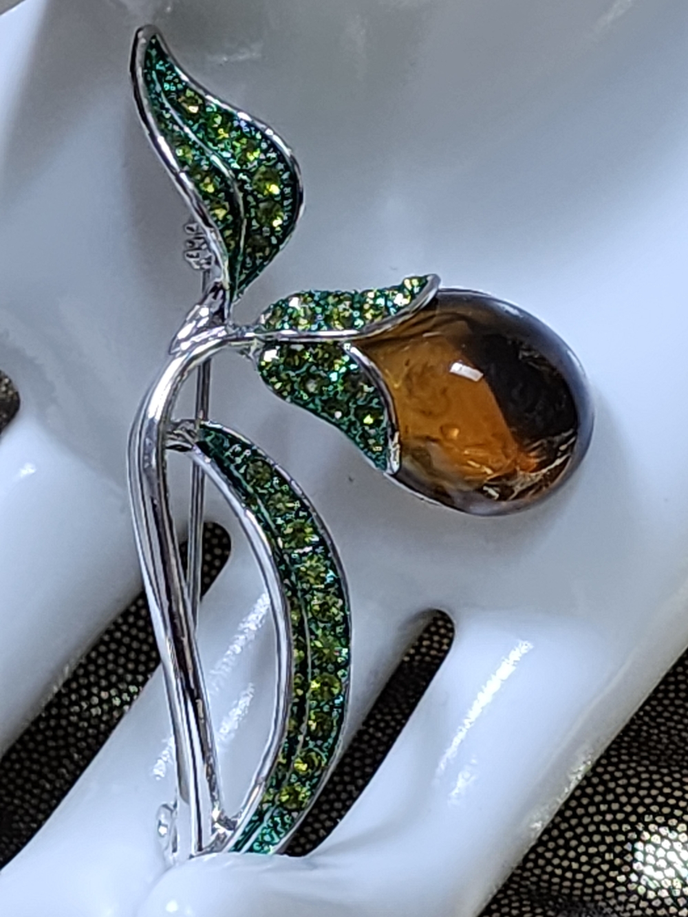 Green and Brown Floral Stem Brooch -‎ Unbranded Women’s Jewelry